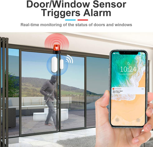 WiFi Door and Window Sensor: Wireless Contact Sensor with Free App Notification Alerts, Smart Door Sensor for Alarm System & Smart Home Automation, Compatible with Alexa Google Home(1Pack)