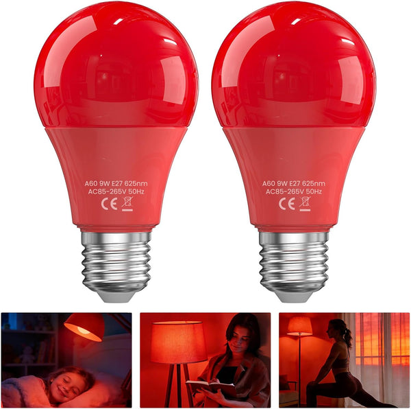 BrightArk 625nm Red Light Bulb for Sleep, 100% Blue Light Blocking, Promotes Melatonin
