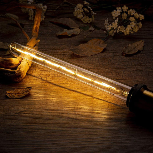 Dimmable Edison T10(T30) LED Tubular Bulb, 6W, 60 Watt Equivalent, Warm White 2700K, 4-Pack