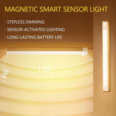 Generic 4 11.8in Closet Counter PCS Punch-Free Smart Sensor Magnetic Rechargeable Led Lights, Motion Sensor Light
