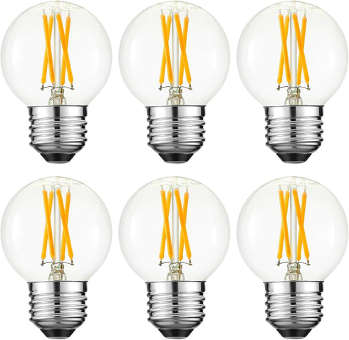 G16.5 Light Bulb LED 4W E26 Dimmable Equivalent E26 40 Watt Warm White 2700K 400lm CRI85+ Clear Glass (Pack of 6)