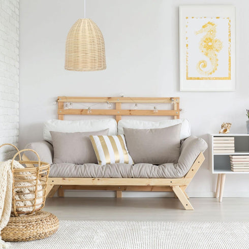 PT1007-NAT Elegant Designs Elongated Coastal Dome Rattan Downlight Pendant, Natural