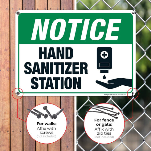 10x14 Inches, 55 Hand Sanitizer Station Sign, mil Thick HDPS (high Density polystyrene), Made in USA