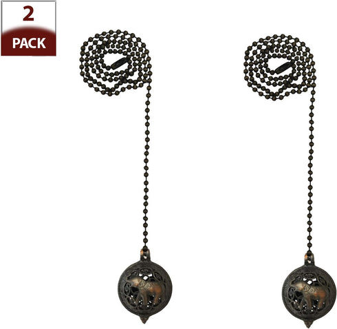 FP-1029-ORB-2 24 inch, 2-Pack Royal Designs, Inc. Adjustable Ceiling Fan Pull Chain Extension with Baby Elephant