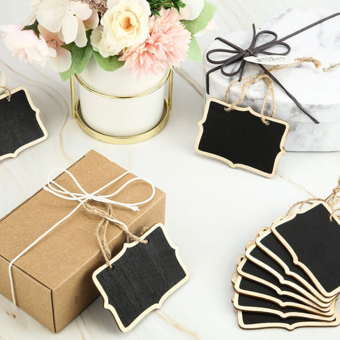 Chalkboard Tags Hanging Wooden Signs, 3.35 x 2.36 Inch Mini Wood Chalkboard Labels (12 Pieces)