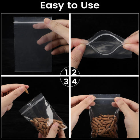 200 Count Small Plastic Bags, 4 x 6 inch Mini Baggies, Clear Zip Bags for Jewelry, Beads, Screws, Packaging