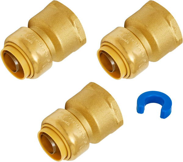 SUNGATOR 3/4 Inch x 1 Inch FNPT Adapter, No Lead Brass Push-to-Connect Female Plumbing Fittings