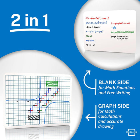 Scribbledo 12 pack Dry Erase XY Axis Graph Lap Boards, 9” X 12” for Student and Classroom Use, Math White Boards