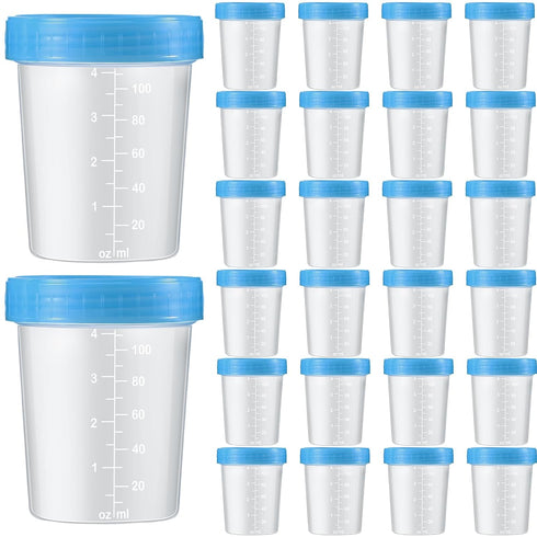 25 Pcs Disposable Specimen Cup Urine Cups, 4oz Leak Proof Container for Safe Sample Analysis