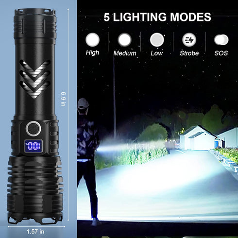 99,000 taoquwe Flashlights High Lumens LED Rechargeable, Lumen Super Bright Flashlight High Power USB Flash