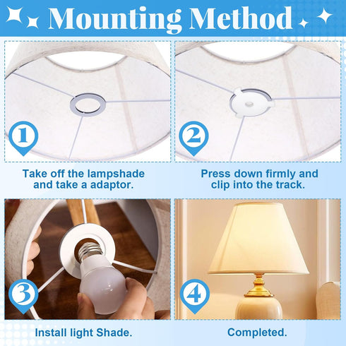 Lekgavd 6 E27 Pcs Lamp Shade Adapter Ring, Plastic Lampshade Reducing Rings Adapter, White Lamp Shade Reducer Ring