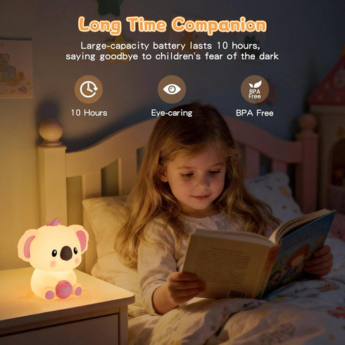Elixoria 14 Dimmable Kids Night Light, Portable Colors Warm Touch Koala Night Light Lamp for Baby Nursery