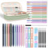 Nicpro 39 PCS Aesthetic School Supplies, 12 Color Pastel Highlighters, Big Capacity Pen Case, 5 Quick Dry Pens, 6