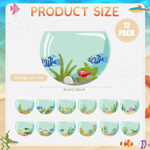 Perkoop 12 Pack Funny Sticky Notes, 3 x 3 Inch Adult Fishbowl Shaped Note Pads, Colorful Self Stick Note Pads for