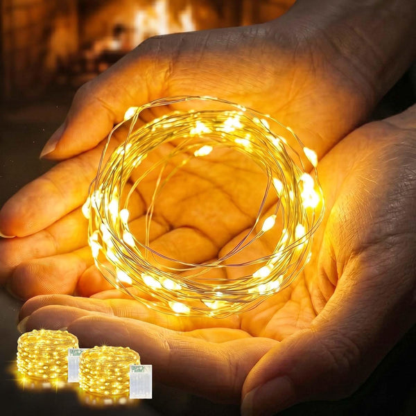 LitHome 2 Pack Warm White Fairy Lights Battery Operated, 20 FT 60 LED