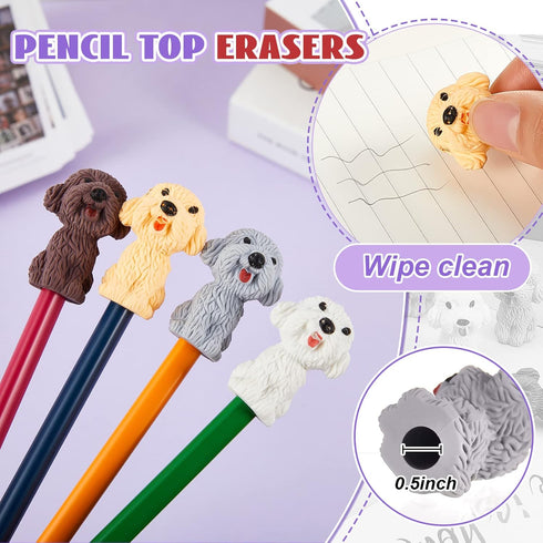 Kisston 100 Pcs 3D Dog Pencil Top Erasers, Cute Animal Erasers for Kids, Funny Dog Party Favors