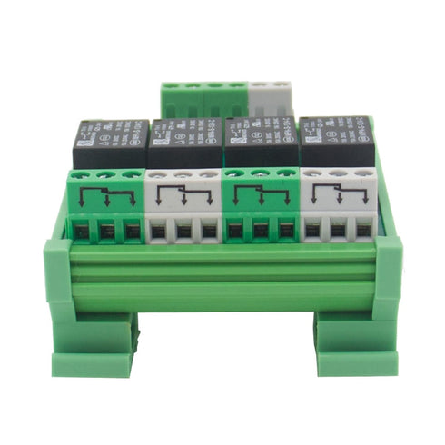 4 Channel Relay Module, 1 SPDT DIN Rail Mount, 24V DC/AC Interface Relay Module (FY-T734-24VACDC)