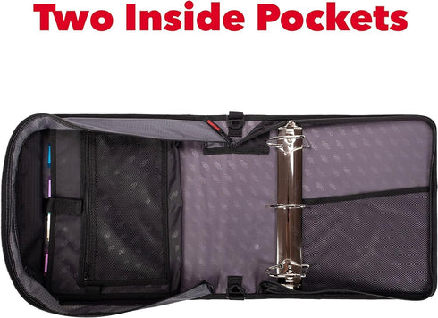Case-it The King Sized Zip Tab Zipper Binder, 4 Inch D-Rings, 5 Subject File Folder, 800 Sheet Capacity, Magenta