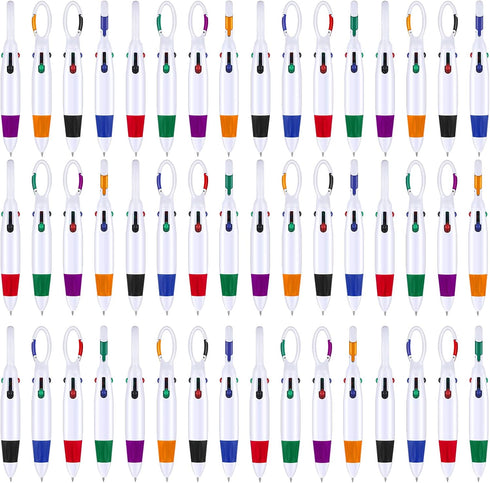 Retractable Shuttle Pens with Buckle Clip - 4 in 1 Multicolored Ink Ballpoint Pens, 120 Pieces for Office Supplies