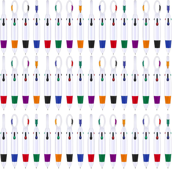 Retractable Shuttle Pens with Buckle Clip - 4 in 1 Multicolored Ink Ballpoint Pens, 120 Pieces for Office Supplies