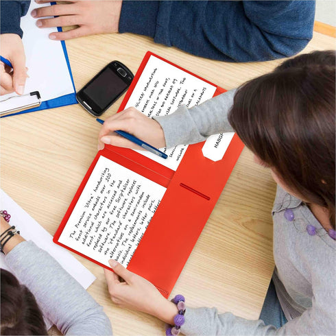 Habgp 100 Pack Plastic Folders with Pockets - 5 Color Heavy Duty Two Pocket Folder Business Card Holder for Office