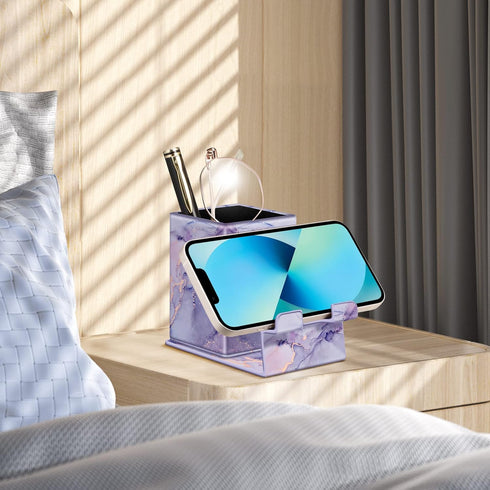 Fintie Pencil Holder with Magnetic Base, Eyeglasses Holder Stand, Desktop Organizer for Office Supplies (Lilac Marble)