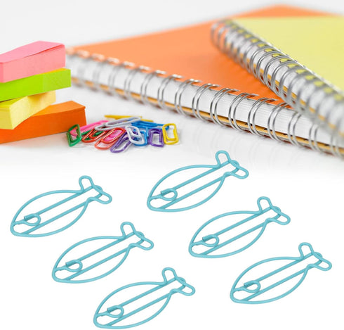 Jeanoko 100pcs Fish Shape Metal Paper Clips, Portable Office Clips for Document Organizing and File Classification