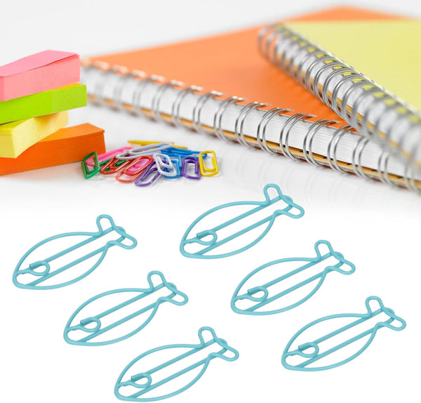 Jeanoko 100pcs Fish Shape Metal Paper Clips, Portable Office Clips for Document Organizing and File Classification