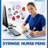 Estune 100 Set 50 50 Pcs Cute Nurse Pens Bulk Include DIY Nursing Silicone Accessories Retractable Black Ink Syringe