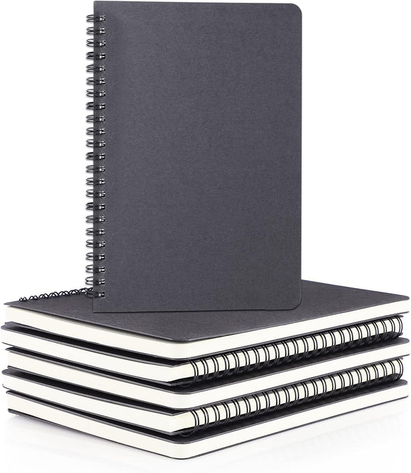 EUSOAR College Ruled Notebooks, 6 Packs 5.5" x 8.3", 120 Pages Grey A5 Spiral Notebook Set