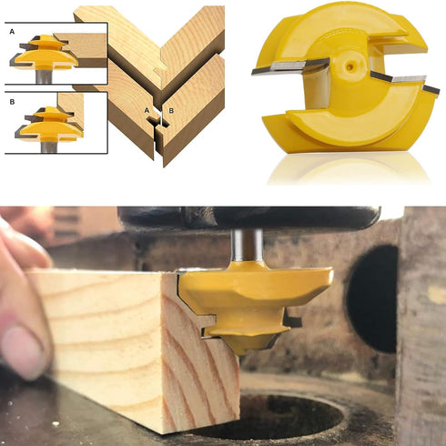 Ozmatip 45 3-Piece Set, 31/64", 37/64",3/4"Cutting 1/4 Inch Degree Lock Miter Router Bit for Height, Shank.Woodworking