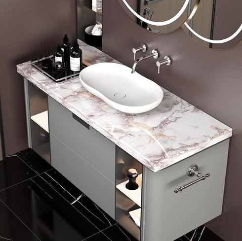 85" x15.8" White Brown Marble Contact Paper, Glossy Peel and Stick Wallpaper for Kitchen and Bathroom Countertops