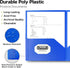 Dunwell Plastic Folders with Pockets, 3 Pack Blue, 2 Pocket Poly Folders for School, Home, Office