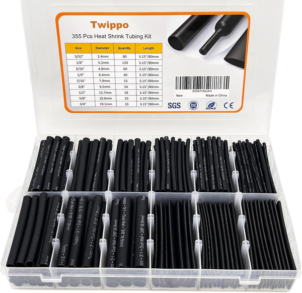 Heat Shrink Tubing Kit 355pcs - 3:1 Dual Wall Adhesive Lined Electrical Waterproof Industrial Tubing