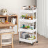 Sywhitta 4-Tier Plastic Rolling Utility Cart - Multi-Functional Storage Trolley with Handle for Office, Living Room,