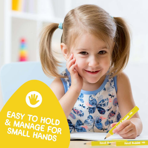 Short Jumbo Kids Pencils for Preschoolers, 12 Fat Pencils & 1 Sharpener & Eraser, Triangle Grip, Multicolor