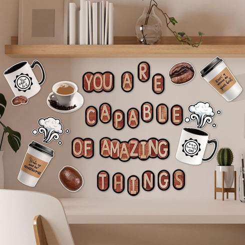 Teling 89 Pcs Industrial Cafe Bulletin Board Set, Coffeehouse Themed Classroom Decor, Bulletin Board Themed Sets for