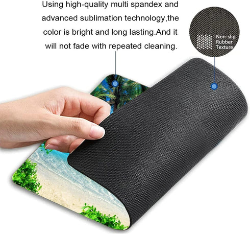 Beach Mouse Pad, Tropical Palm Trees and Cool Seawater Island Landscape Rectangular Mouse Pad, Non-Slip Rubber MousePads for Office Home Laptop, 9.5"x7.9"x0.12" Inch by Solekla