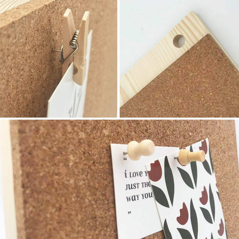Desktop Cork Board, 10'' x 8'' Bulletin Board with 12 PCS Push Pins, Decorative Message Board for Home School Office
