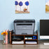 PAG Desktop Printer Stand with Storage, Wooden Paper Holder Rack for Desk Organization, Retro Brown
