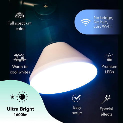 Bulb PAR38 E26 (1 Pack), 1600 150W 90+ Dimmable LIFX Smart Flood Light Color Changing RGB + Warm White Lumens