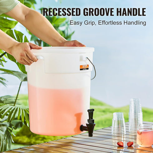 5 VEVOR Beverage Dispenser, Gallon Drink Dispensers for Parties, Plastic Juice Dispenser with Spigot and Lid, Iced Tea