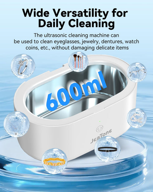 46KHz 20oz JeaTone Ultrasonic Jewelry Cleaner, Professional Ultrasonic Cleaning Machine for Rings, Eyeglasses