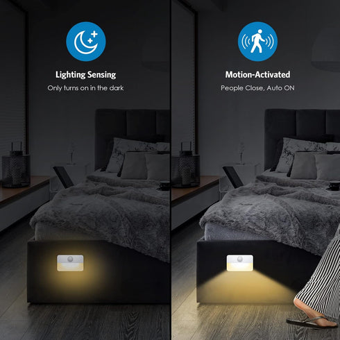 AMIR 2 Pack 40 3000K, Closet Mini Motion Sensor Stair Light for Indoor, Battery-Powered LED Night Light, Lumen Cordless
