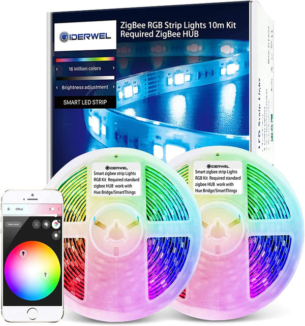 GIDERWEL Smart ZigBee 32.8ft RGB LED Strip Lights Dimmable Kit with ZigBee