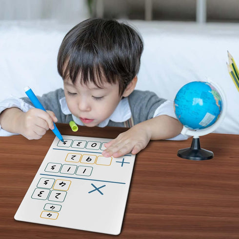 Dry Erase Long Multiplication Practice White Board 8" x 12", Double Sided 2-digits Multiplication Board for Kids