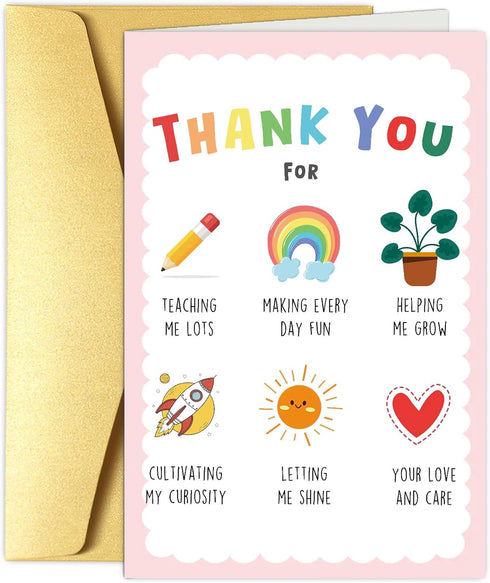 Obbyidk Cute Teacher Thank You Card from Kid Student, Funny Appreciation Card for