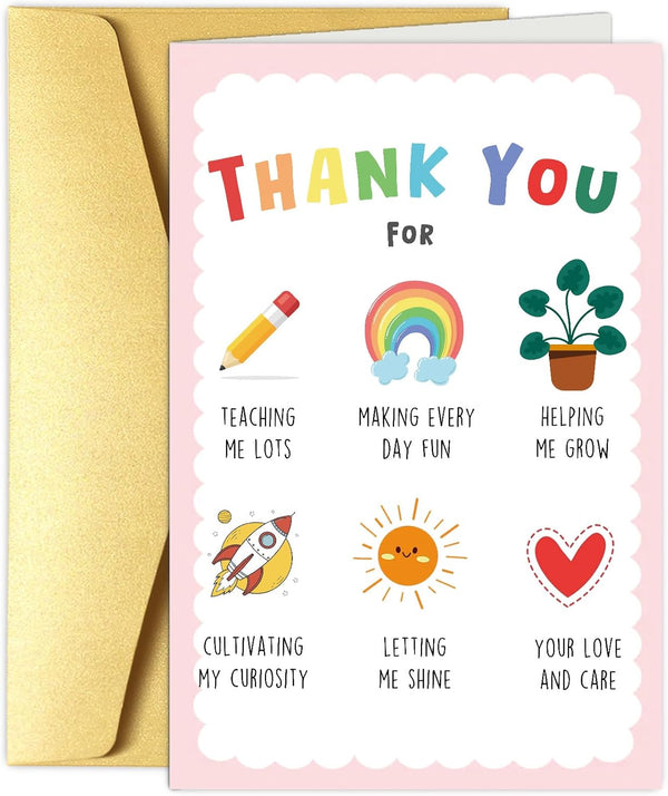 Obbyidk Cute Teacher Thank You Card from Kid Student, Funny Appreciation Card for