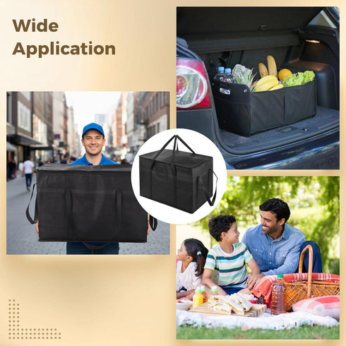 3 Frozen Lnrueg PCS Insulated Food Delivery Bags, XXXL Pizza Cooler Bag, Thermal Hot Cold Carrier for Catering