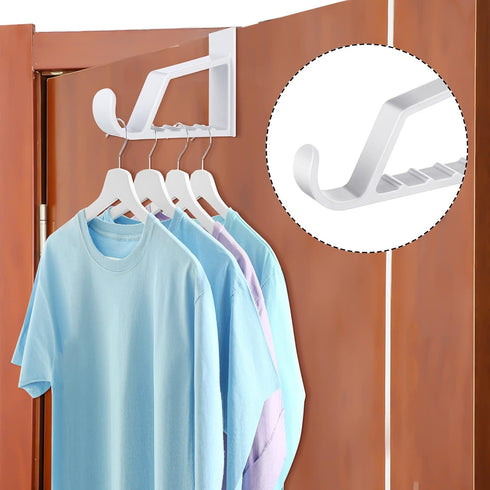 Maitys Space Saving Plastic Over Door Hooks - Multi Hanging Storage Organizers (White, 8 Pieces)